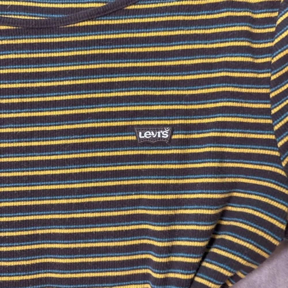 Levi's Olive and Black Striped Long Sleeve Crew Tee - Picture 2 of 5